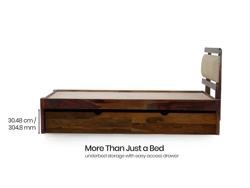Belle Solid Wood Single Bed with Storage